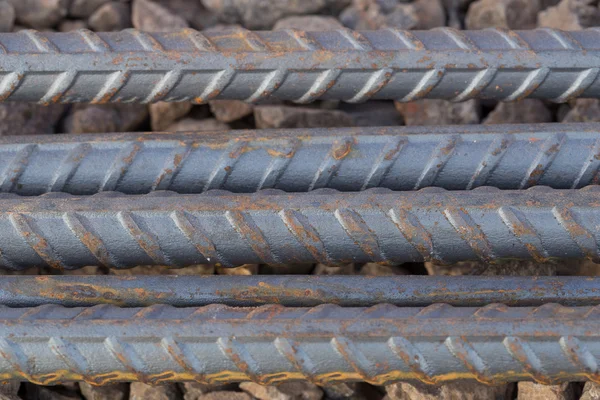 Barre o barre di acciaio utilizzate per rinforzare il calcestruzzo — Foto Stock