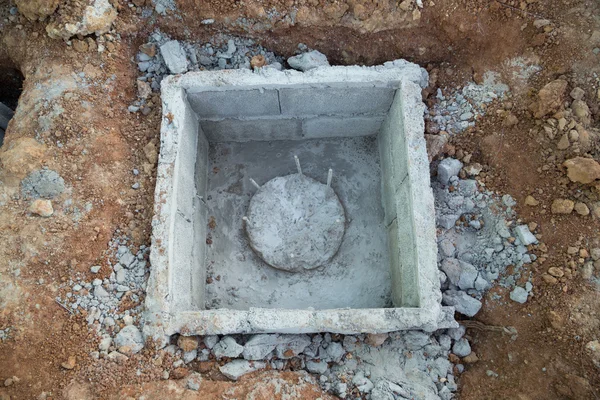 Hole of pole in construction site building prepare — Stock Photo, Image