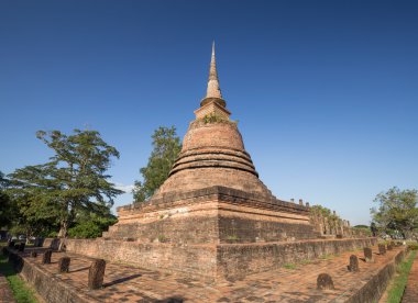 Sukhothai tarihi park antik Budist tapınağı kalıntıları