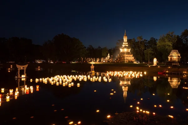 Loy Kratong Festival at Sukhothai Historical Park — Stock Photo, Image