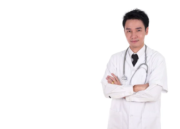 Doktor s úsměvem s rukama zkříženýma — Stock fotografie