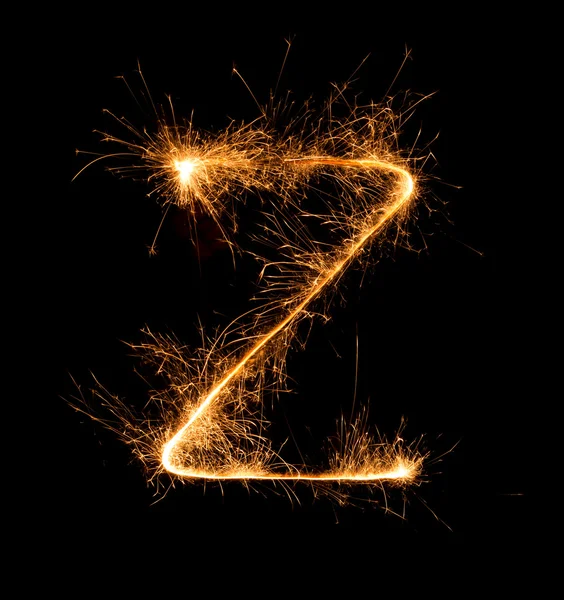 Αδαμάντας πυροτέχνημα φωτός αλφάβητο Ζ τη νύχτα — Φωτογραφία Αρχείου