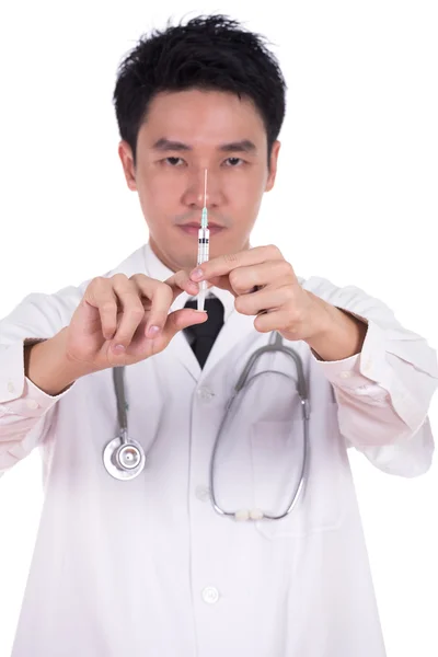 Doctor holding syringe — Stock Photo, Image