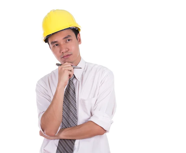 Engineer thinking on white — Stock Photo, Image