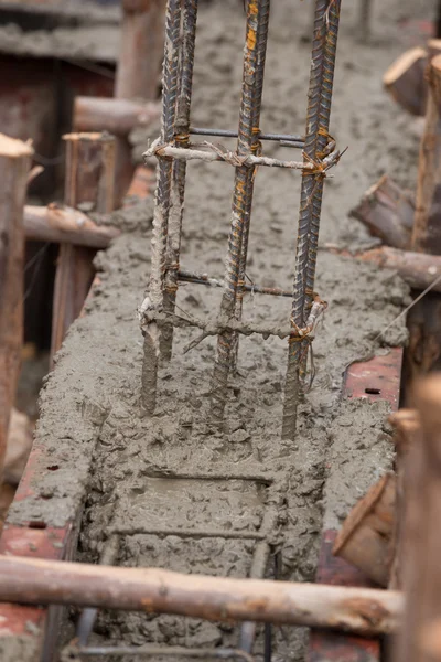 Pillar and beam being constructed at construction site — Stock Photo, Image