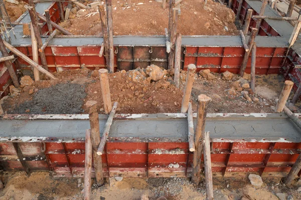 Pillar and beam being constructed at construction site — Stock Photo, Image