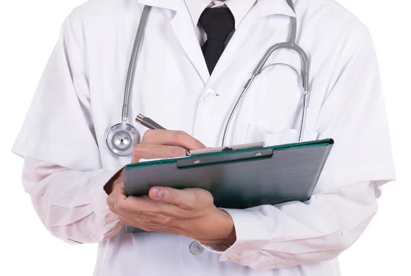 Dokter medisch rapport schrijven — Stockfoto