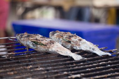 taze lezzetli ızgara balık, tilapia, Nil balık tuz ile