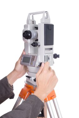 Anket ekipman teodolit ile çalışma el