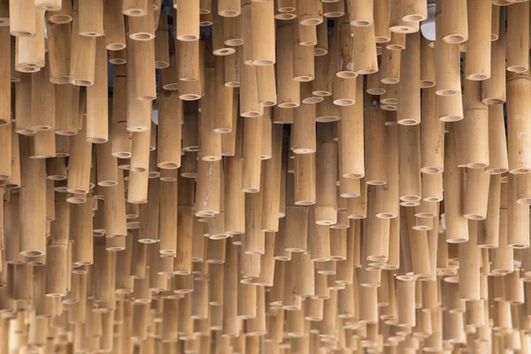 Bamboo wood decoration on ceiling background — Stock Photo, Image