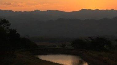 Yalnız ağaç, Rüzgar hareketli renkli gökyüzü günbatımı