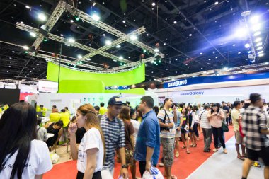BANGKOK,THAILAND-October 3,2015:Thailand Mobile Expo 2015 Showcase The largest Event on 1-4 Oct 2015 Interesting and Attending The Event are Numerous at The Queen Sirikit National Convention Center. clipart