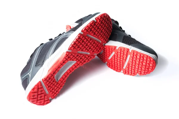 Nueva zapatilla running sin marca color negro y rojo, zapatilla de deporte —  Fotos de Stock