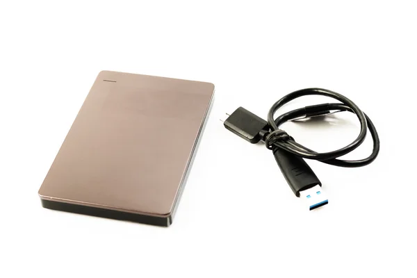 Внешний жесткий диск USB 3.0 на изолированном белом фоне — стоковое фото