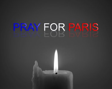 13 Kasım 2015, mum ışığı Fransa bayrağı ile Paris için dua