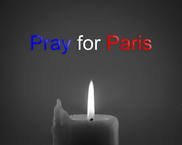 Gebet für Paris am 13. November 2015, Kerzenschein mit Frankreich-Fahne — Stockfoto
