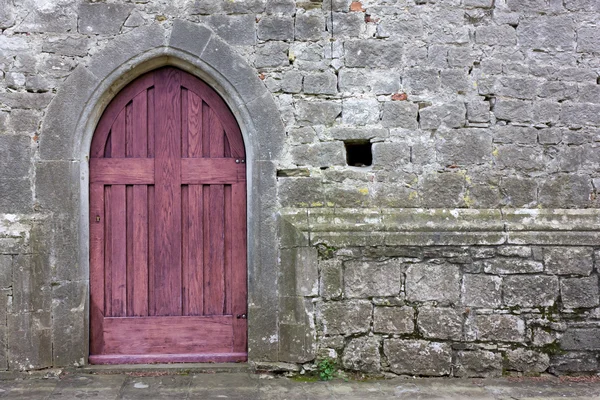 紫色哥特式教堂后门 — 图库照片