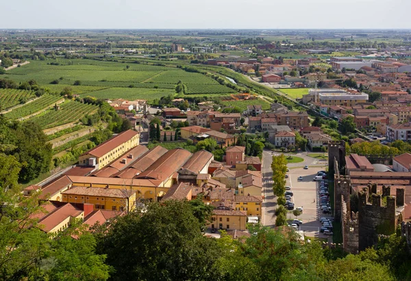 Város Soave Olaszország Várból Nézve — Stock Fotó