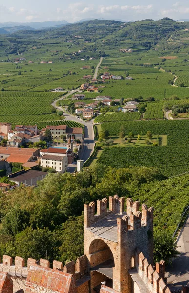 Krajina Vedle Města Soave Itálie Pohled Zdí Středověkého Hradu — Stock fotografie