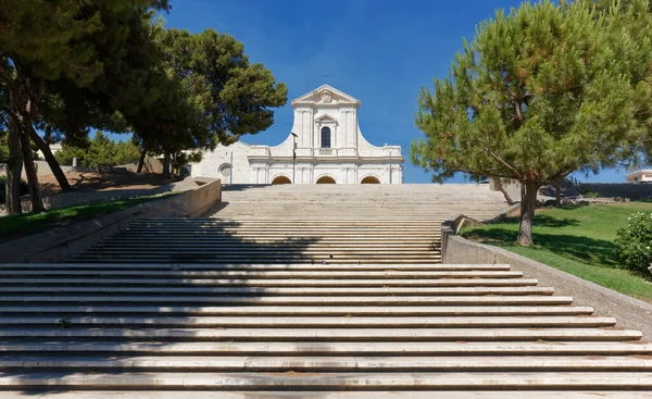Imposing Staircase Leading Basilica Shrine Our Lady Bonaria Cagliari Italy — Stock Photo, Image