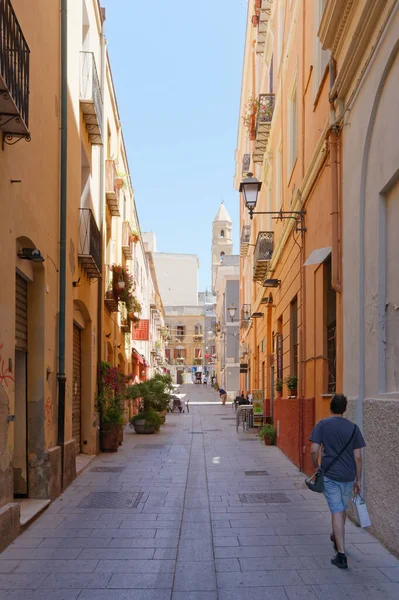 Cagliari Italy July 2021 Colorful Dei Mille Pedestrian Street Downtown — Stock Photo, Image