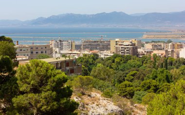 İtalya, Cagliari 'deki Castello tarihi bölgesinden panoramik manzara