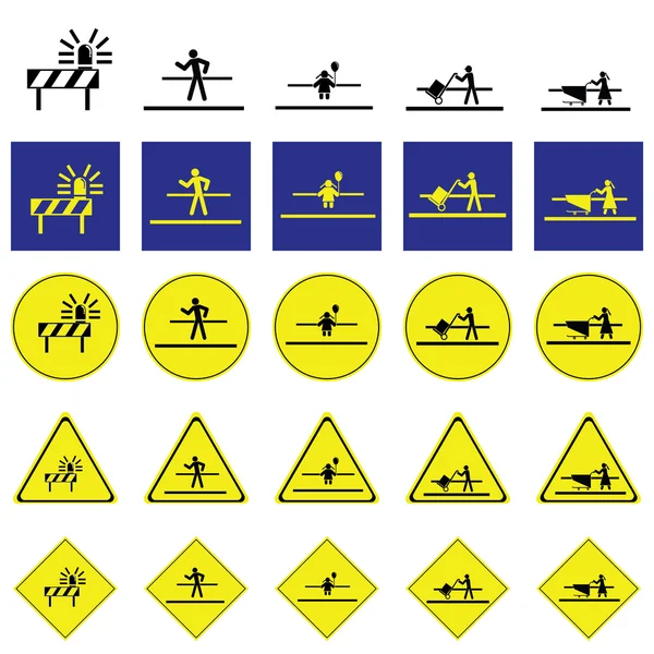 Señal de advertencia de las personas cruzan el camino — Vector de stock