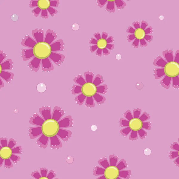 Seamless background of simple pink flowers — Stock Vector