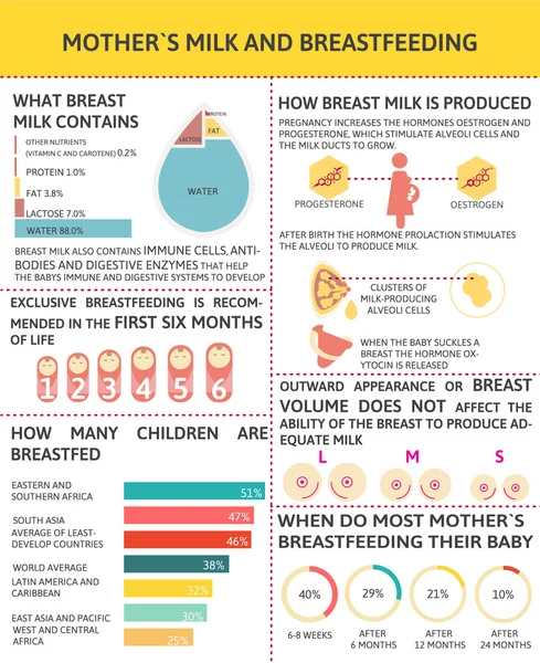 Moederdag melk en borstvoeding infographic. — Stockfoto