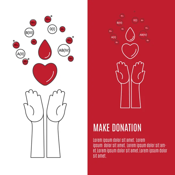Donor Poster of folder. Bloed donatie levensreddende. — Stockvector