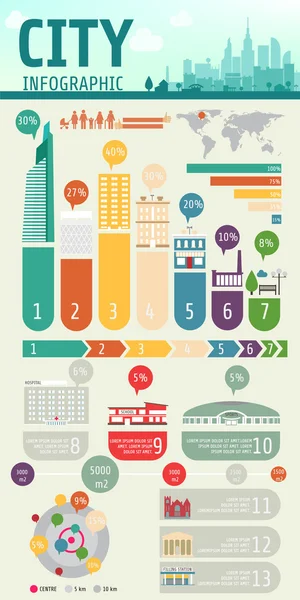 Ensemble d'éléments infographiques de la ville . — Image vectorielle