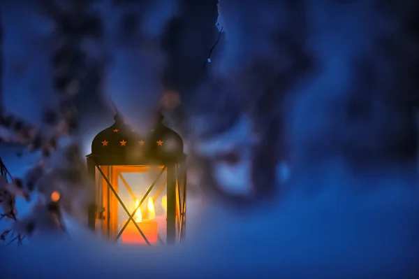 Candle Lantern Snow — Stock Photo, Image