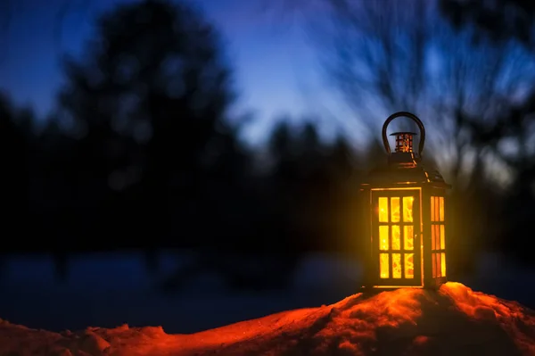 Noel Işıkları Olan Fener — Stok fotoğraf