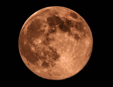 Siyah arkaplana karşı krater detayına sahip dolunay.