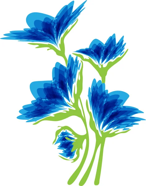 Fleurs bleues sur fond blanc — Image vectorielle