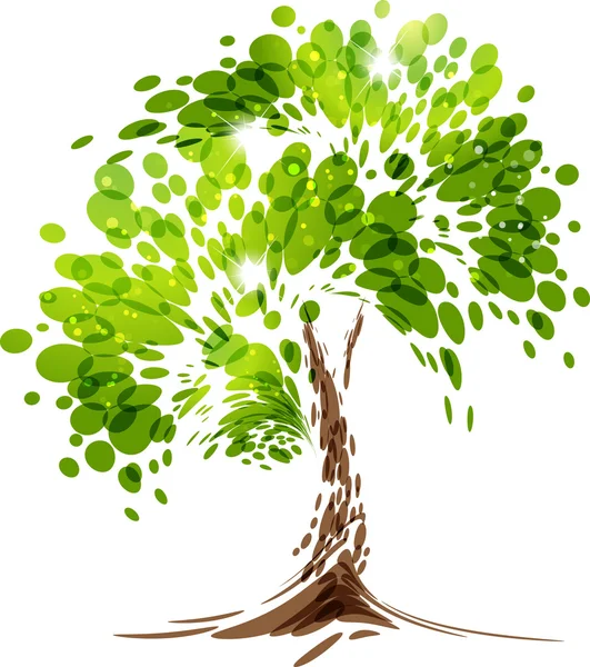 Πράσινο διάνυσμα στυλιζαρισμένη δέντρο σε λευκό φόντο — Διανυσματικό Αρχείο