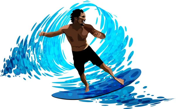 Surfer on waves — Stock Vector