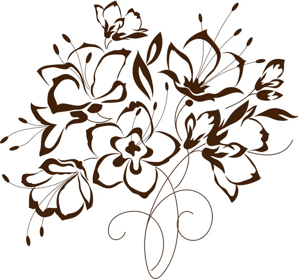 Floral σχέδιο, στυλιζαρισμένα λουλούδια μπουκέτο — Διανυσματικό Αρχείο