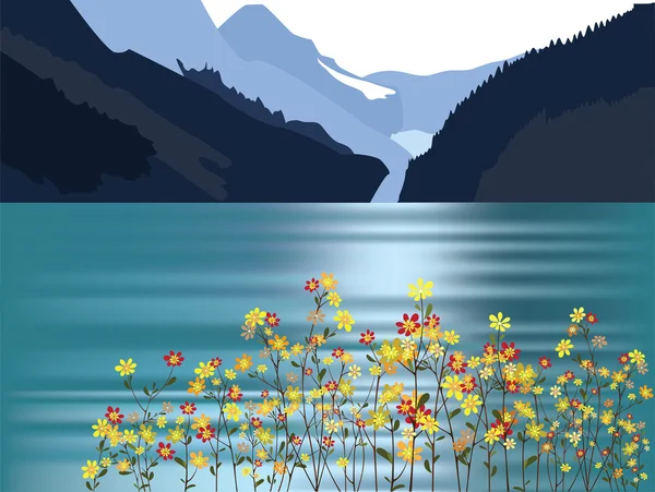 Landscape, mountains and sea — Stock Vector