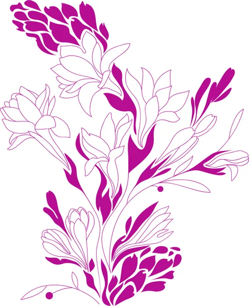 Dessin contour fleurs — Image vectorielle