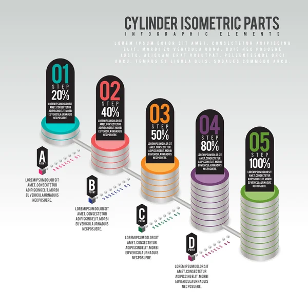 Cylinder delar Infographic — Stock vektor