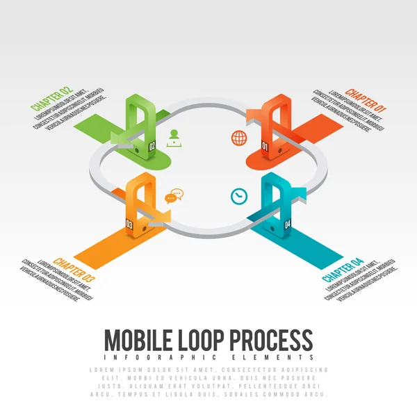 Mobila Loop Process Infographic — Stock vektor
