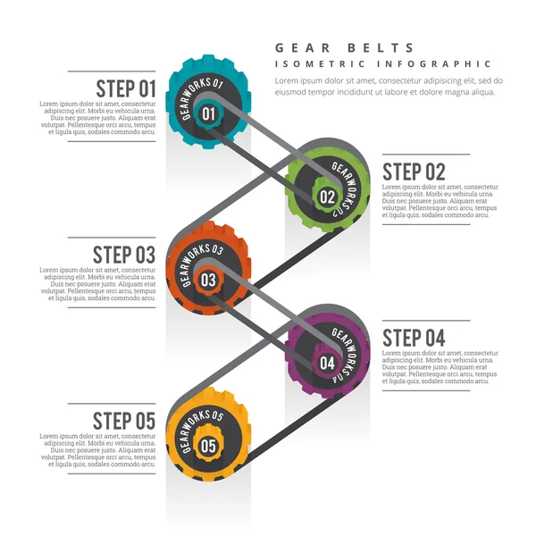 Infografica della cinghia di ingranaggio isometrica — Vettoriale Stock
