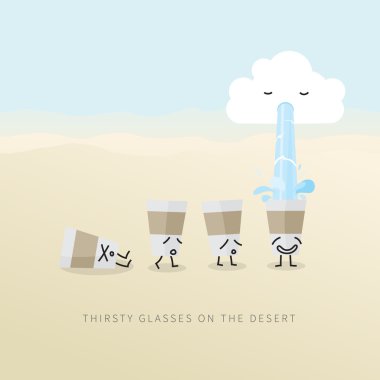 Thirsty Glasses on the Desert clipart
