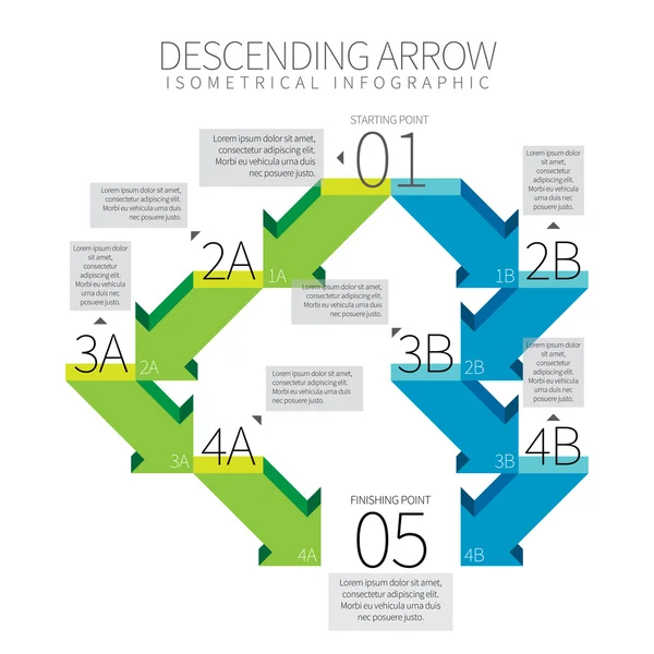 Descending Arrow Infographic — Stock Vector