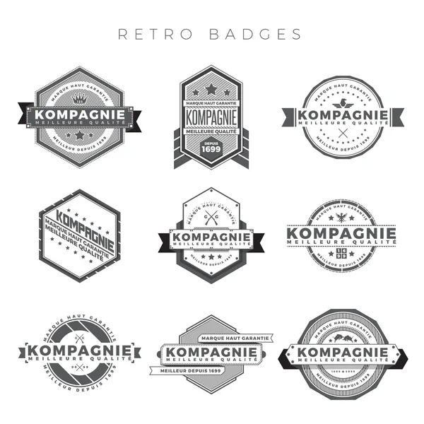 Juego de insignias retro — Vector de stock