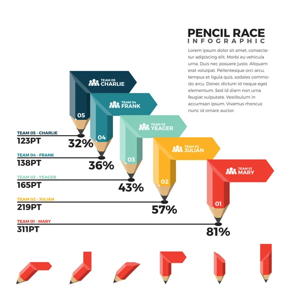 Tužka závod infografika — Stockový vektor