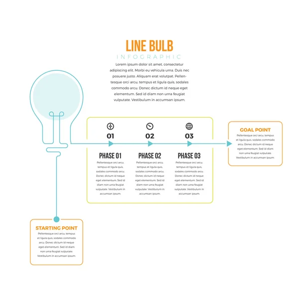 Line Bulb Infographic — Stock Vector