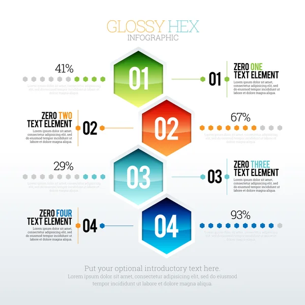 Glossy Hex Infographic — Stock Vector