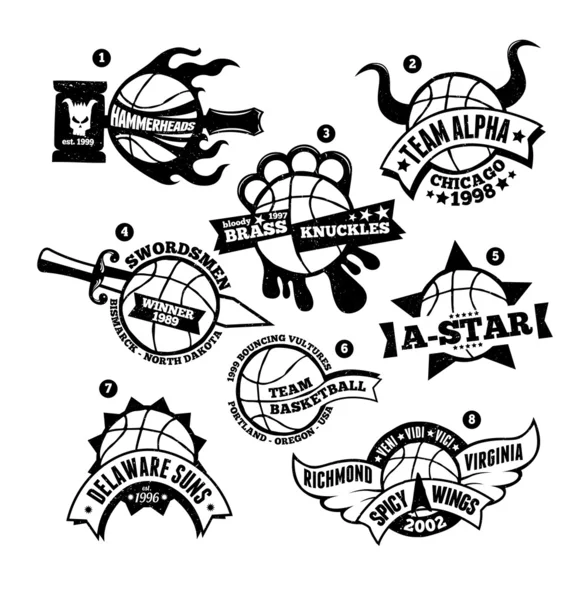 Abzeichen mit Basketball-Logo — Stockvektor